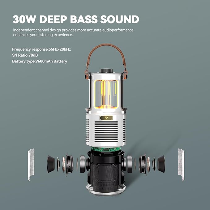 Dreamwave Outdoor Bluetooth Speakers, Portable Waterproof Speaker with LED Lights, IPX5 Waterproof, TWS Paring, Wireless Speaker Gifts for Men Women Party Camping Outdoor Beach Pool (White)