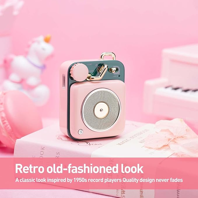 Muzen Mini Bluetooth Speaker, Button Small Cute Portable Metal Retro Wireless Speaker with Loud Volume Great Sound and Portable Lanyard & Gift Bag for Office Classic Vintage Decor