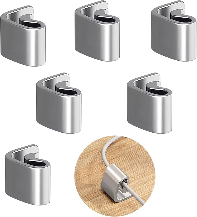 Cord Organizer, 6 Pcs Cable Clips, Cable Smooth Adjustable, Organise Mobile Phone Charging Cables, Suitable for Organising Bedside Cabinets, Walls, Desks, Cars (1-Hole)