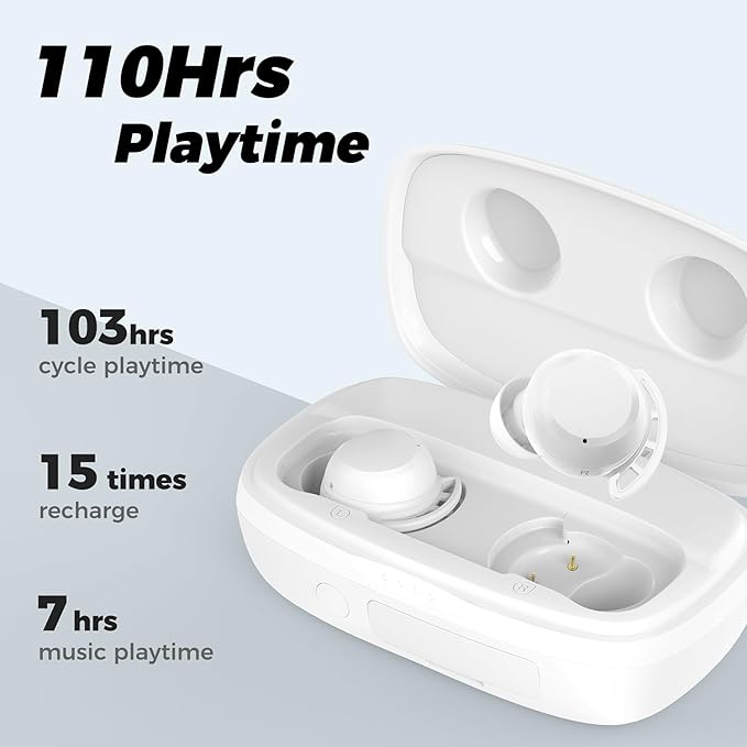 Tribit Wireless Earbuds, 110H Playtime Bluetooth 5.3 IPX8 Waterproof Call Noise Reduction Bluetooth Earbuds Headphones with Mic Earphone in-Ear Wireless Earphones, Flybuds 3 White