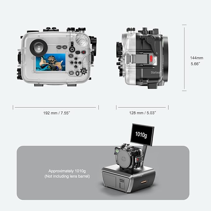 Sea frogs Underwater Camera Case Compatible with Sony A6600 16-50MM IPX8 40m/130ft Maximum Diving Depth Waterproof Camera Housing for Diving, Surfing, Rowing, Skiing