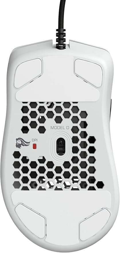Glorious Model D Wired Gaming Mouse - 68g Superlight Honeycomb Design, RGB, Ergonomic, Pixart 3360 Sensor, Omron Switches, PTFE Feet, 6 Buttons - Matte White
