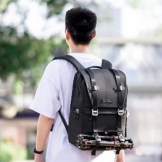 K&F Concept Camera Backpack, Camera Bags for Photographers Large Capacity Camera Case with Raincover,15-15.6 Inch Laptop Compartment Compatible for Canon/Nikon/Sony/DJI Mavic Drone(Backpack 20L)