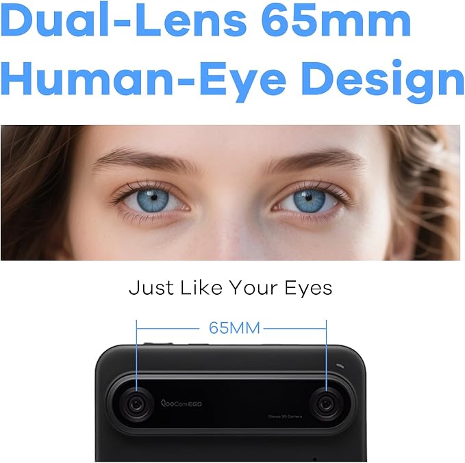 KanDao QooCam EGO - Viewer-Integrated 3D VR Camera, 24MP/8K Photos/4K 60FPS Videos Stereoscopic 3D Instant Display Camera, Compatible on VR Headsets/AR Glasses/Projectors, Charging Kit