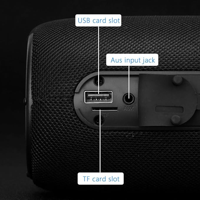 Wireless Portable Bluetooth Speaker: IPX6 Waterproof Audio,fm Radio,USB/AUX/SD Card Play,LEDlights,TWS interconnected Stereo,Outdoor/Travel/Camping/Bike/Family/Party（Blue）