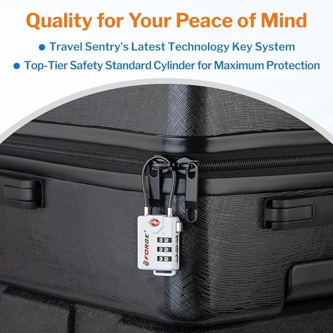 TSA Approved Cable Luggage Locks, Re-settable Combination with Alloy Body (White 4 Locks)