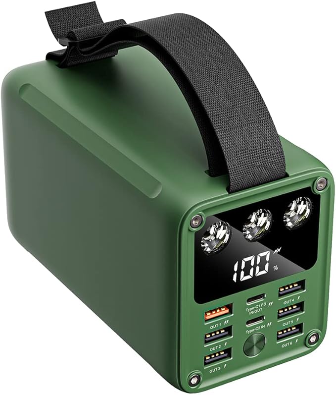 60000mAh High Capacity Power Bank Fast Charging 22.5W Max PD 3.0 20W Portable USB C Battery Packs with 7 Outputs & LCD Display Battery Bank for iPhone, Samsung, iPad ,Macbook & Outdoors Camping