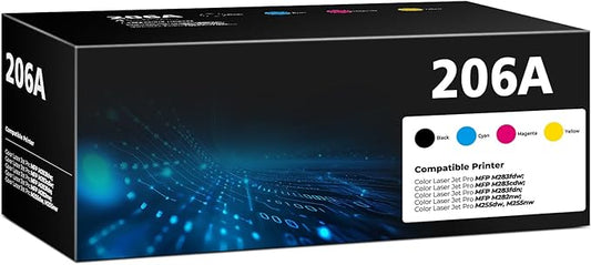 206A Toner Cartridges 4 Pack for Laser Jet M283fdw M283cdw M255dw Compatible for HP 206A 206X W2110A Compatible with Color Laser Jet Pro MFP M283cdw M283fdw M283fdn Pro M255dw M255nw Ink Cartridges