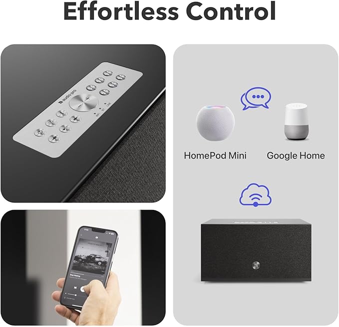 Audio Pro C10 MKII Wireless Speaker, WiiM Edition | High-Fidelity Sound, Multi-Room, Bluetooth, Wi-Fi | Compatible with AirPlay 2, Google Cast, Siri, WiiM Home App, Stream Spotify, TIDAL & More, Black