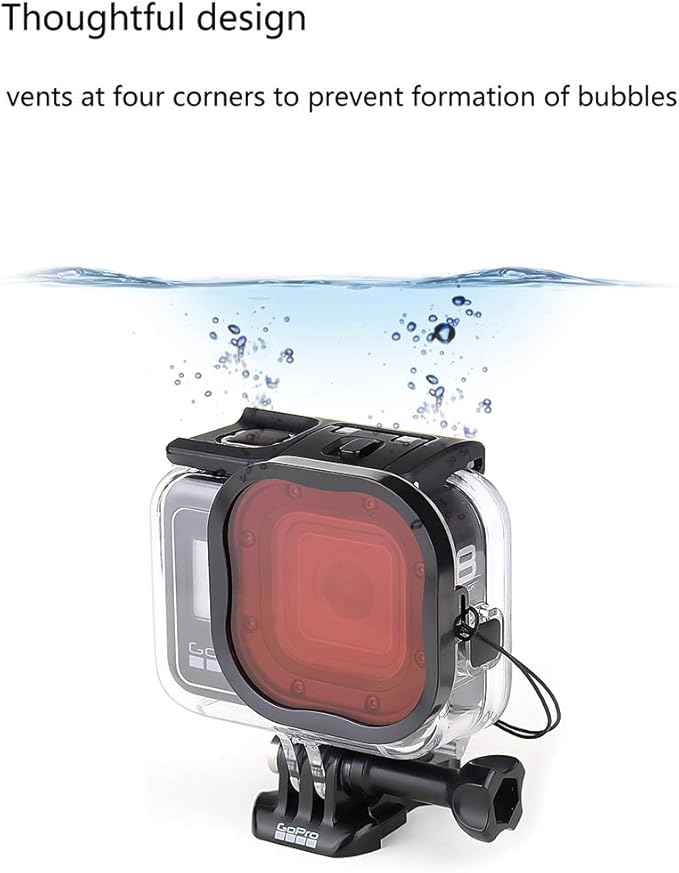 3 Pack Dive Filters for GoPro Hero 8 9 10 11 12 13 Official Waterproof Housing Case (Red, Light Red, Magenta Filters) - Color Correction in Deep Diving/Scuba Snorkeling/Underwater Photography