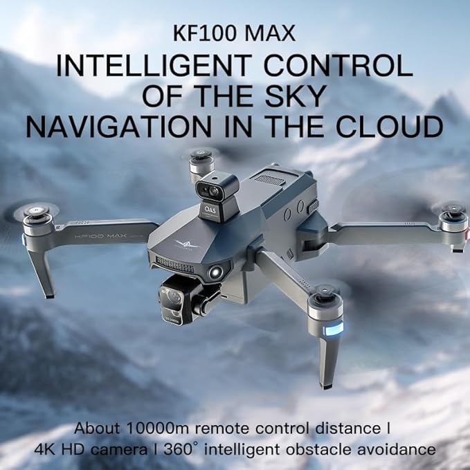 Drone with 4K Camera for Adults, KF100 MAX, 360-degree obstacle avoidance, 3-Axis Gimbal Stabilization, 6 KM Transmission, Intelligent Brushless Quadcopter, 50 Min Long Flight Time, 3 Batteries
