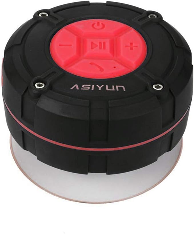 Shower Speaker, IPX7 Waterproof Bluetooth Speaker with HD Bass, Suction Cup & Durable Hook, Built-in Mic for Hands-Free Calls, Pool, Beach, Outdoor(Red)