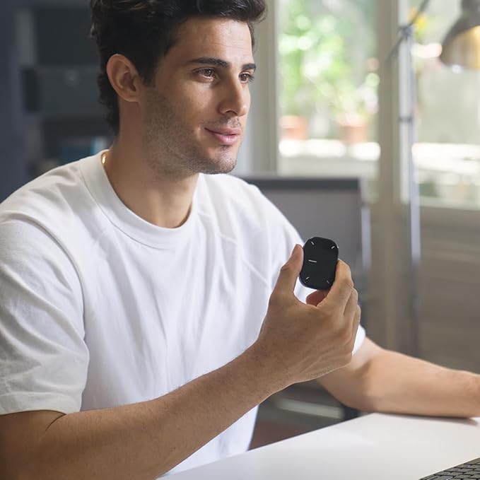 Cheerdots2 Bluetooth Detachable Air Mouse Touchpad Mouse with Voice Recording, Presentation Clicker Wireless Presenter Presentation Remote with Laser Pointer for Mac, Windows (Recording, Black)