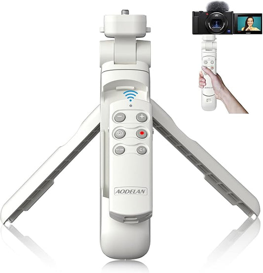 Wireless Camera Remote Control Shooting Grip and Tripod (White) with Remote Shutter Release - Replaces GP-VPT2BT for Sony ZV-1, A7 III, A6400, A7C, A7R IV, A9, FX-3, FX30, RX100 VII, RX0 II