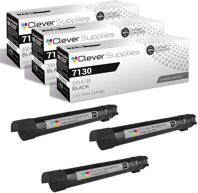 CS Replacement Toner Cartridge Compatible with Dell 7130 330-6135 Set Color Laser 7130cdn 3 Set