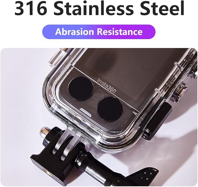 Waterproof Case/Invisible Dive Case for Insta 360 ONE X5,Supports 60M/196 FT Underwater Scuba Snorkeling Deep Diving with Bracket Accessories