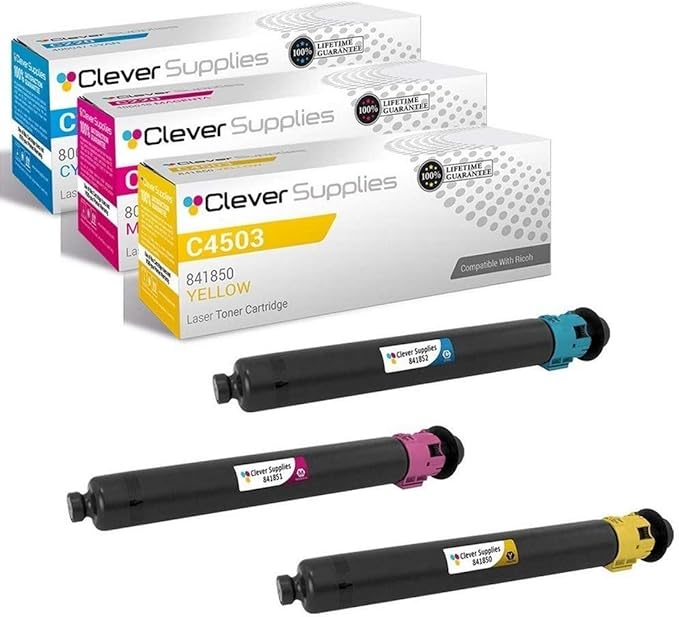 CS Replacement Toner Cartridge Compatible with Ricoh C4503 841852 Cyan 841851 Magenta 841850 Yellow Color Laser Aficio MP C4503 Aficio MP C4504 Aficio MP C5503 Aficio MP C6004 3 Color Set