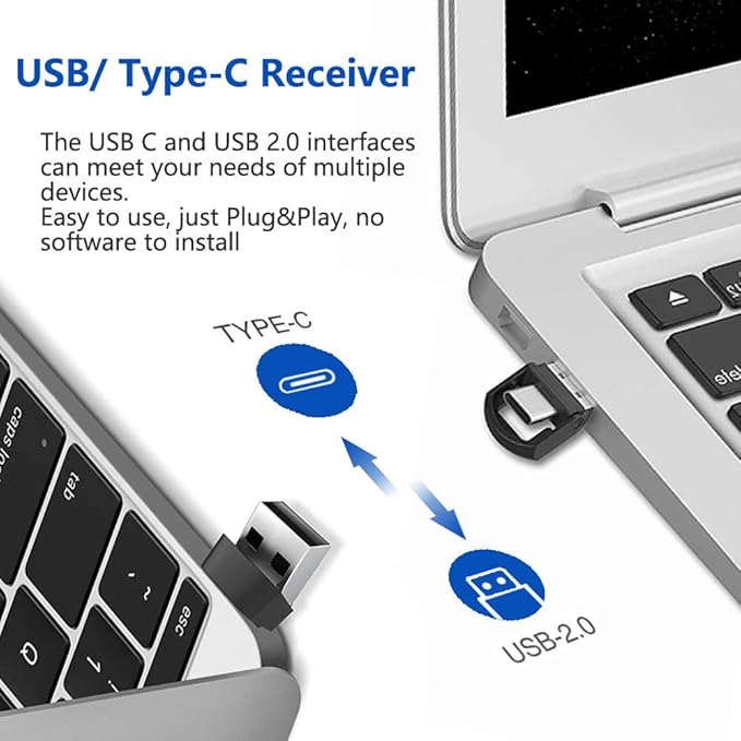 USB/Type-C 2 in 1 Presentation Clicker for Powerpoint, Hyperlink Volume Control Wireless Presenter Remote Presentation Pointer Slide Advancer PPT Clicker for Mac iPad Computer Laptop