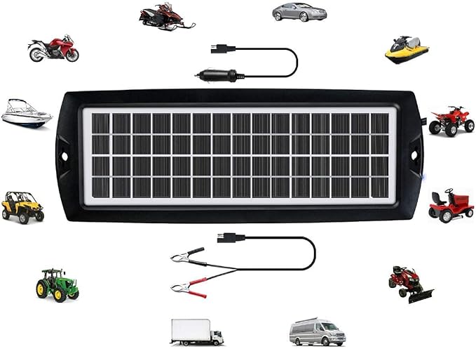 Sunway Solar Car Battery Trickle Charger & Maintainer 5W Solar Panel Power 12V Charger kit Portable Waterproof for Automotive RV Marine Boat Truck Motorcycle Trailer Tractor Powersports Snowmobiles