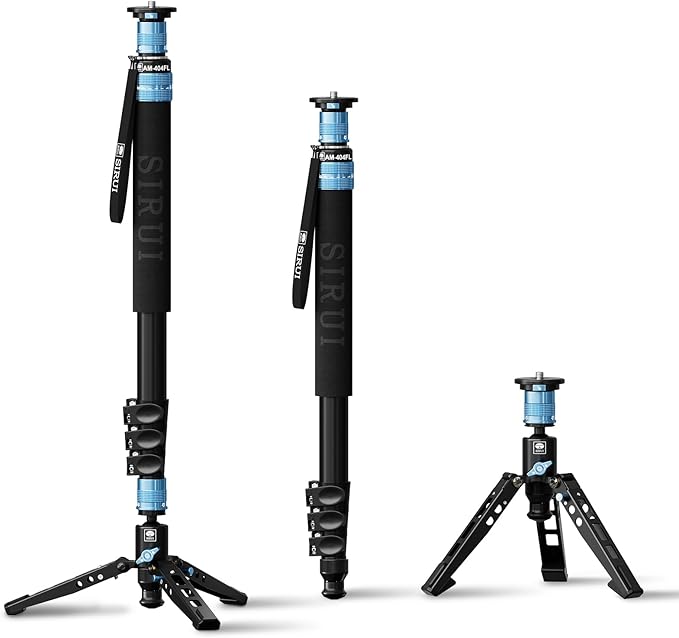 SIRUI AM-404FL Camera Monopod with Feet, 74.8 Inch Aluminum Video Monopod with Removable Base, Slim and Lightweight, Max Load 26.4lbs, 360°Panorama Panning, 4-Section for Canon Nikon Sony