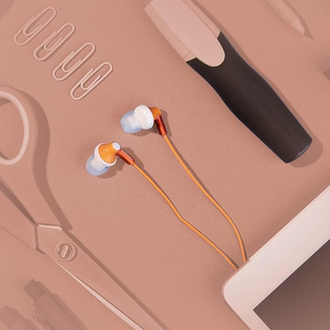 Panasonic ErgoFit In-Ear Earbud Headphones RP-HJE120-D (Orange) Dynamic Crystal Clear Sound, Ergonomic Comfort-Fit