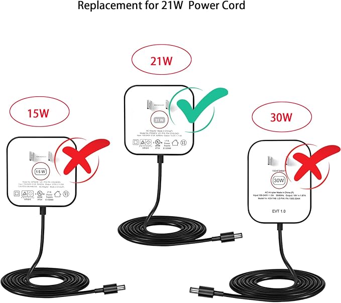 21W Power Cord Replacement for Alexa Echo Show (1st Gen/3rd Gen 2023 Release), Echo Plus (1st Gen), SK705DI, XC56PY, MW46WB, DV83YW TV (2nd Gen), PS59CV, PS73BR AC Adapter