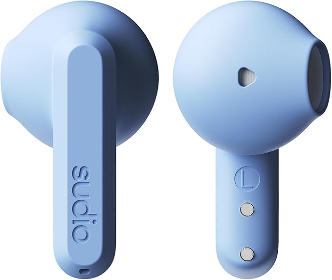 Sudio A3 All-Day Wireless Earbuds – 25H Playtime, Bluetooth 5.4, Sweat & Splashproof, Balanced Sound, Clear Calls with Enhanced Mics, USB-C Charging, Made from Recycled Plastics (Blue)