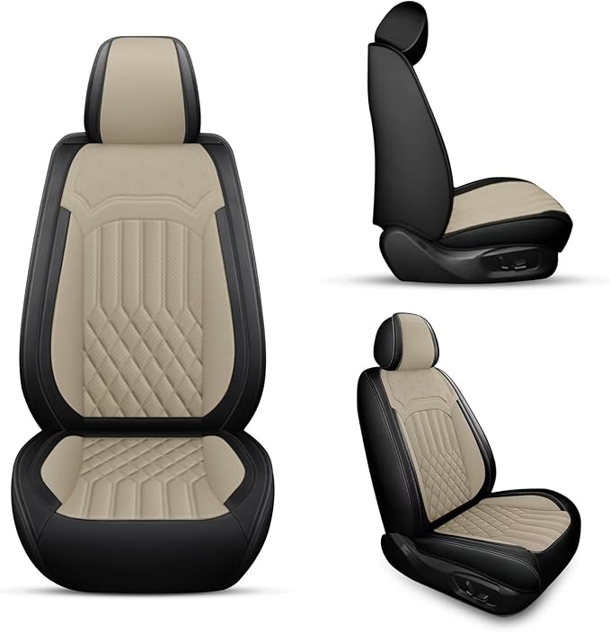 TTX Car Seat Covers 2 Front Seats Fit for Kia Sportage 2009-2026 Breathable Leather Seat Protector with Airbag Compatible Automotive Seat Cushions Cover with Beautiful Patterns (Beige)
