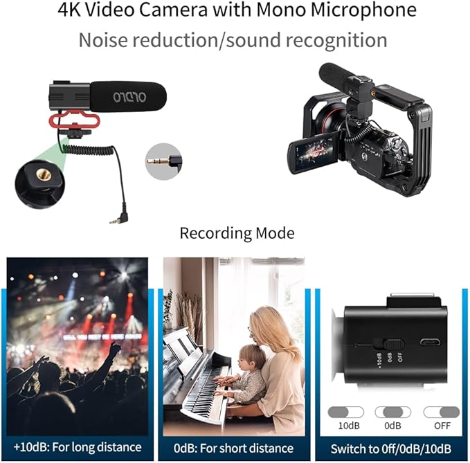 ORDRO AC5 Plus 4K Video Camera Camcorder, UHD Professional Camcorder 4K with 12x Optical Zoom, YouTube Video Camera for Filming with Mic, Video Light, Wide Angle Lens 64G Card and 2 Batteries