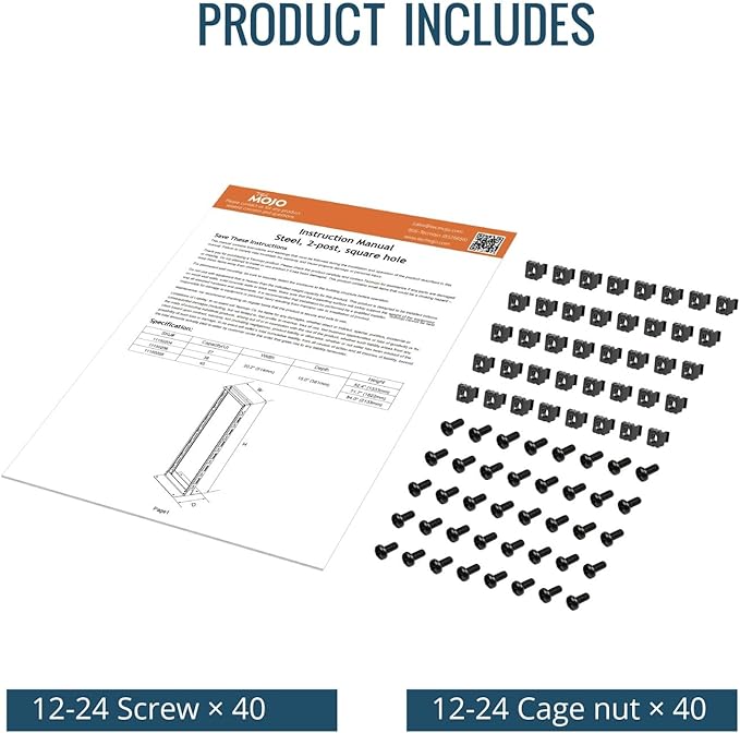 Tecmojo 27U 2-Post Open Frame Server Rack – 19" Network, Server, AV, Data & IT Equipment, Telecom & Patch Panel Mount, 1763 lbs Capacity, Black, Square Holes
