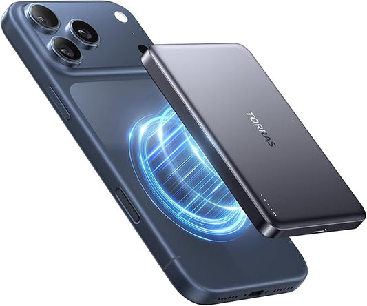 TORRAS MiniMag Power Bank,Ultra-Slim 10,000mAh Magnetic Wireless Portable Charger, 22.5W Fast Charging iPhone Air Magnetic Battery Pack Designed for iPhone 17 Pro Max/17 Pro/Air/16/15/14/13/12, Gray