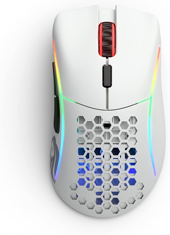Glorious Model D- (Minus) Wireless Gaming Mouse - 67g Superlight Honeycomb Design, RGB, Ergonomic, Lag Free 2.4GHz Wireless, Up to 71 Hours Battery - Matte White
