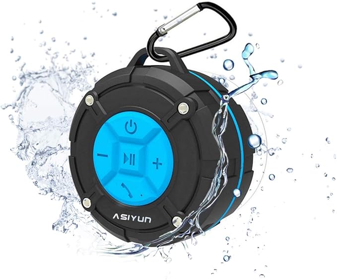 Shower Speaker, IPX7 Waterproof Bluetooth Speaker, Loud HD Sound, Portable Wireless Speaker with Suction Cup & Sturdy Hook, Built-in Mic, for Shower, Pool, Beach, Outdoor(Blue)