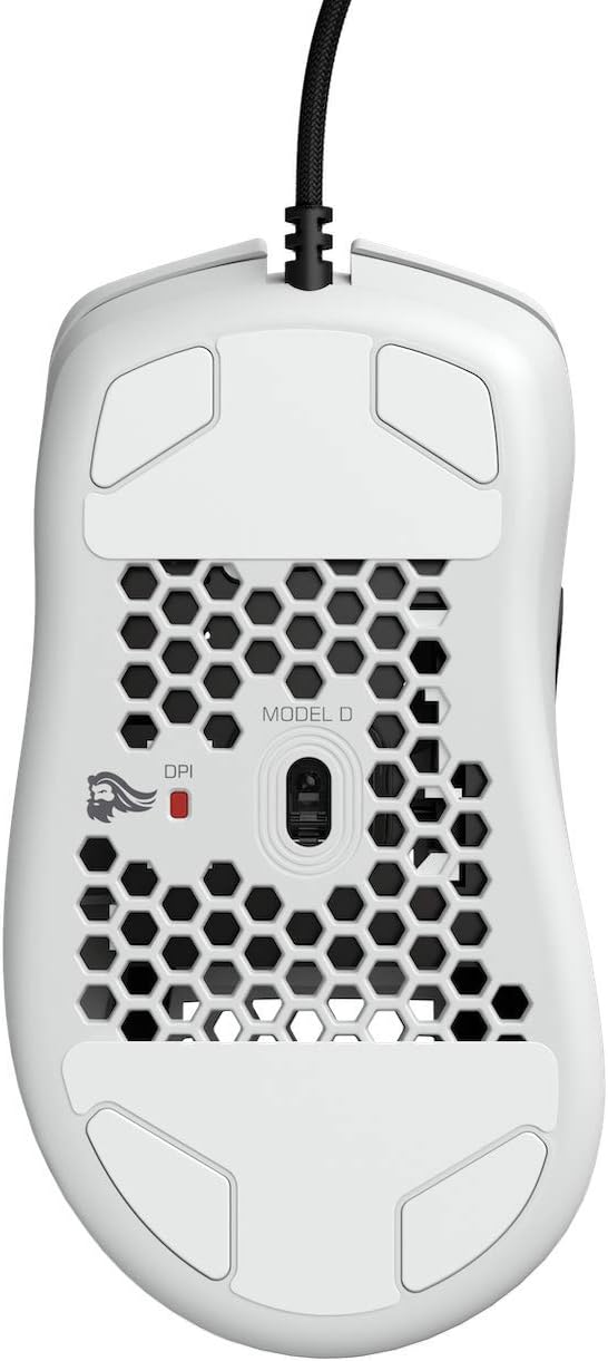 Glorious Model D- (Minus) Wired Gaming Mouse - 61g Superlight Honeycomb Design, RGB, Ergonomic, Pixart 3360 Sensor, Omron Switches, PTFE Feet, 6 Buttons - Matte White