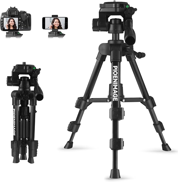 25 inch Mini Tripod for Camera, Small Tripod for Camera and Phone, Travel Stand for Photography, Video Recording, Compatible with DSLR, Smartphone, Spotting Scopes