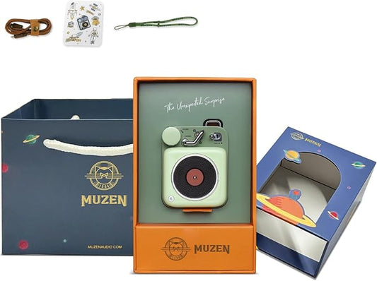Muzen Mini Bluetooth Speaker, Button Small Cute Portable Metal Retro Wireless Speaker with Loud Volume Great Sound and Portable Lanyard & Gift Bag for Office Classic Vintage Decor