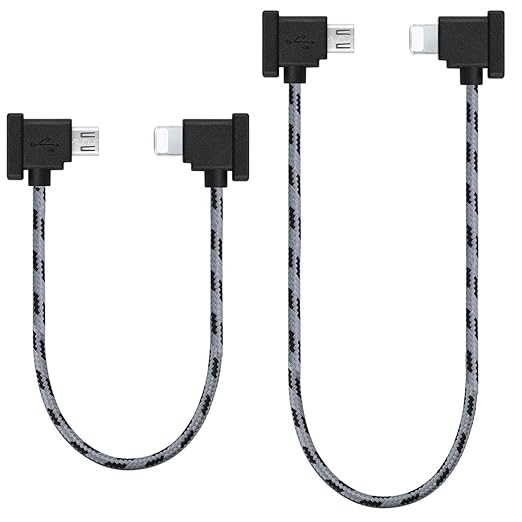1FT+ 0.5FT(2 pack) USB Micro to iOS DJI Remote Controller Cable for DJI Mavic Mini(1st Gen), Mini SE, Mavic Pro, Spark, 2 Pro Zoom, Mavic Air,Platinum, Phone/Tablet 90 Degree Data OTG Cord Accessories