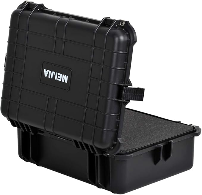 MEIJIA Portable Waterproof Protective Case,Hard Camera Case,Customized Fit Foam Inserted, Elegant Black,Fit for Camera, Equipments, Lens,Drones(Black)