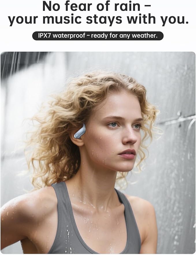 NDO Wireless Bluetooth Earbuds Earhook Sport Headphones with 48H Playtime, ENC Mic IPX7 Waterproof Fast Charging,Lightweight Design for Active Lifestyle,Gift for Teens or Fitness Lovers-Sky Blue