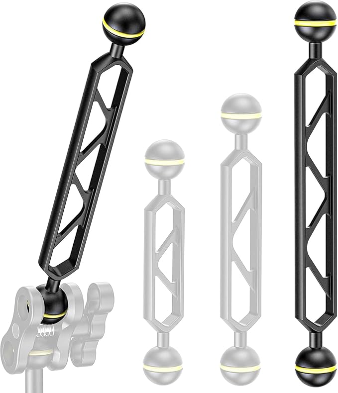 Sea frogs 2PCS Double Ball Arm 8.0" Essential Underwater Photography Gear Lighting System Aluminum Alloy Diving Equipment Accessory Lightweight Arms AM-10