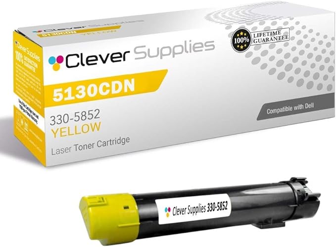 CS Replacement Toner Cartridge Compatible with Dell 5130CDN 330-5852 Yellow Color Laser 5120cdn 5130cdn 5140cdn Toner Cartridge Yellow