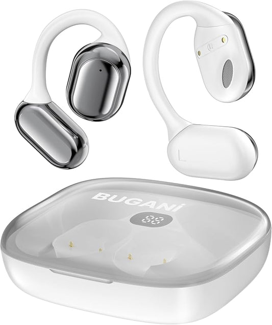 BUGANI Open Ear Headphones, Bluetooth 5.3 Wireless Headphones with Dual Large Driver, Open Ear Earbuds with Immersive Stereo Sound, ENC Clear Talk, 30H Playtime, Waterproof Sport Earbuds for Running