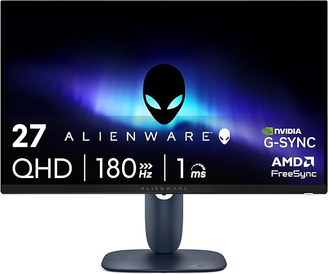 Alienware 27 Gaming Monitor - AW2725DM - 27-inch QHD 180Hz 1ms Display, IPS, NVIDIA G-SYNC, AMD Freesync, VESA AdaptiveSync.
