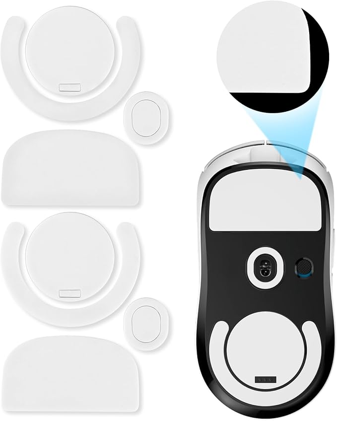 2 Pack G Pro X Superlight Wireless Gaming Mouse Feet Sliding Stickers, Wear-Resistant Mice Glass Skates Pad Compatible with Logitech Mouse Feet Replacement (Glide Mice Skates, White PTFE)