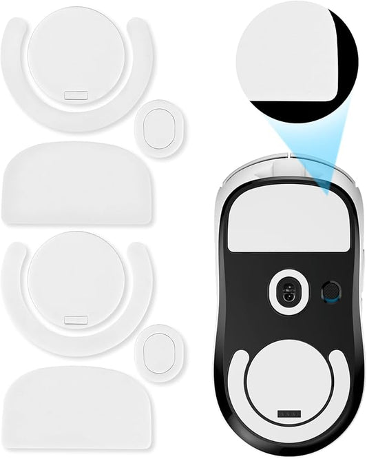 2 Pack G Pro X Superlight Wireless Gaming Mouse Feet Sliding Stickers, Wear-Resistant Mice Glass Skates Pad Compatible with Logitech Mouse Feet Replacement (Glide Mice Skates, White PTFE)