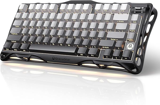 GravaStar Mercury K1 75% Wireless Mechanical Gaming Keyboard, Aluminum Alloy, Gasket Compact Custom Keyboard Hot-Swap Socket, Linear Switches, RGB Backlit - Gradient Black