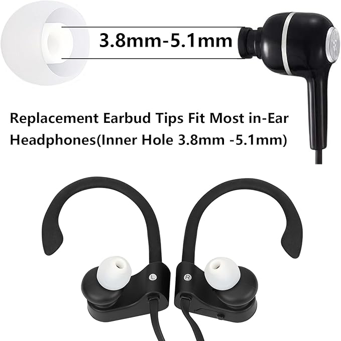 Earbud Replacement Tips Silicone Earbud Tips Ear Tips Fit for in-Ear Headphones (Inner Hole 3.8mm -5.1mm) Earbud Rubber Tips Earbud Covers 9 Pairs