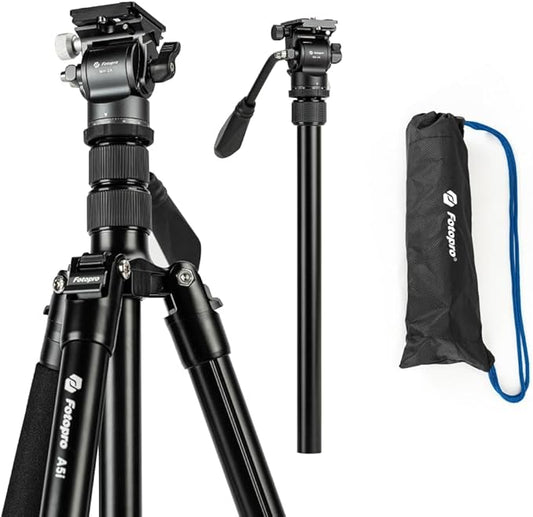 Fotopro Camera Tripod, Foldable Aluminum Tripod/Monopod, 360°Ball Head Detachable with Quick Release Plate, Lightweight Tripod for Camera, Phone, A4I A5I (Grey, 80'' Video)
