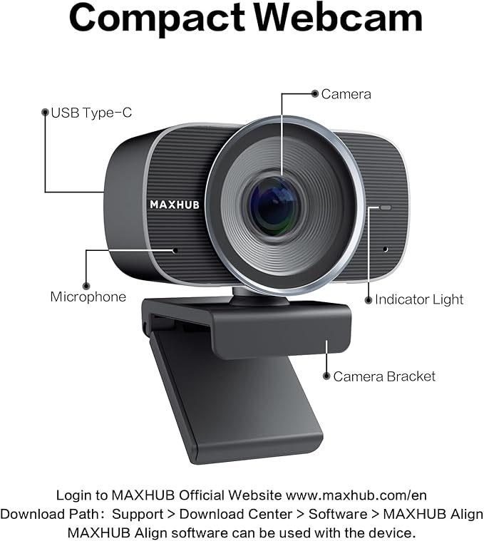 4K USB Video Conference Camera - 120° Wide Angle, Auto Framing Webcam for Mac PC Meetings, 1/2.3" CMOS Sensor Noise Reduction, USB Type-C Connect Laptop PC, Certified for Microsoft Teams