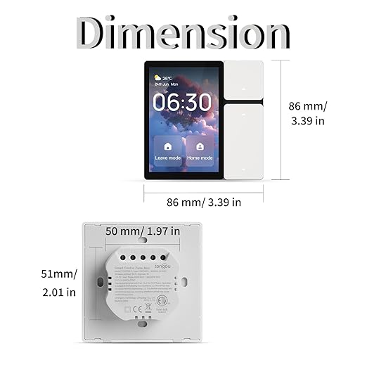 DIY WiFi Smart Switch, 3-Switch Smart Home Control Panel Mini, 3.5 inch with LCD Touchscreen and Sigmesh, IR Remote Control, Tuya/Smart Life App, Partition Control, FCC Certificated, ETL Listed